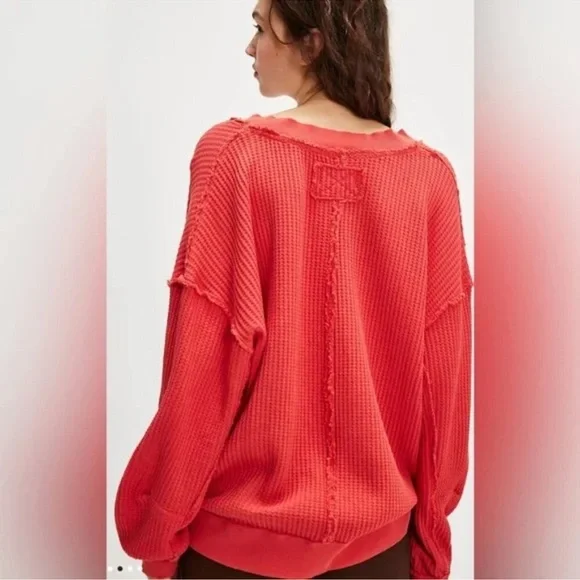FREE PEOPLE We The Free Ricky Thermal High Risk Red XL - Picture 3 of 6